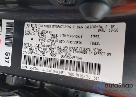 2021 Toyota Tacoma Double Cab/Sr/Sr5/Trd Sport/Trd Off Road/Trd Pro z USA, uszkodzony, nr VIN 3TMCZ5AN7MM383352